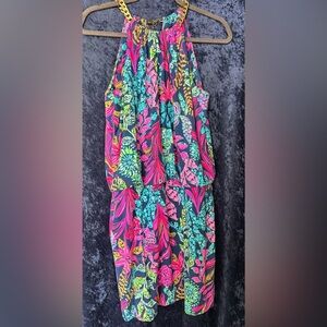 LILLY PULITZER AEGEAN NAVY CALYPSO COAST SONIQUE HALTER DRESS 
SIZE SMALL